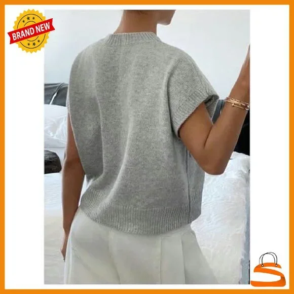 Short Sleeve 3D Floral Pullover Sweater Lightweight Knit Top - Picture 4 of 6